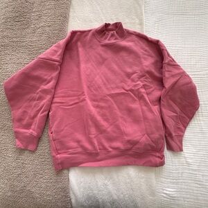 Aritzia TNA Pink Cozy Fleece Mega Mockneck Sweatshirt